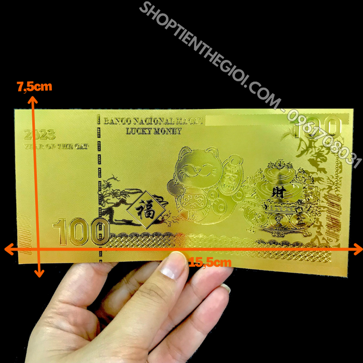 Tiền lì xì con Mèo Thần Tài mạ vàng plastic - SP005900